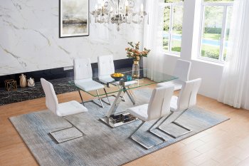 ZZ Dining Table by ESF w/Glass Top & Optional White Chairs [EFDS-ZZ-ZZ]