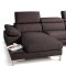 Brown Fabric Modern Sectional Sofa w/Metal Legs & Side Table