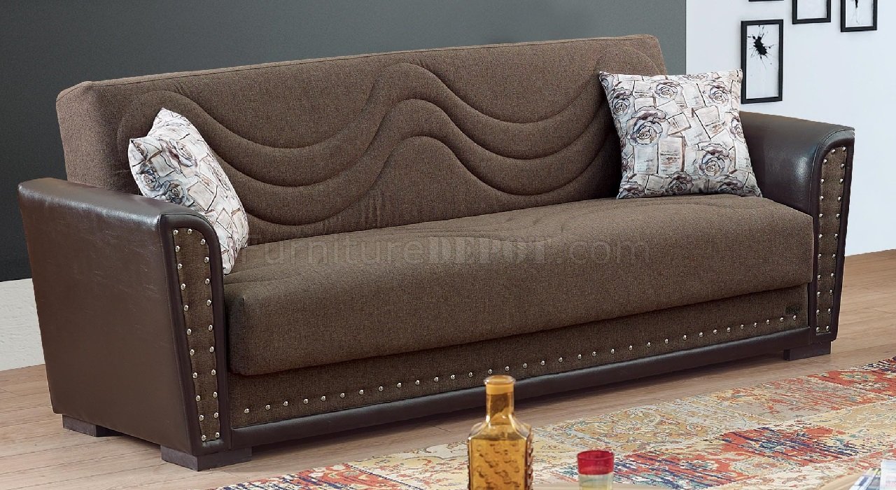 Toronto Sofa Bed in Brown Fabric by Empire w/Options