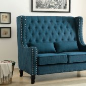 Alicante CM-BN6449TL Loveseat Bench in Dark Teal Linen