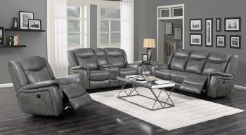 Conrad Power Motion Sofa 650354P in Grey Leatherette by Coaster [CRS-650354P-Conrad Power]