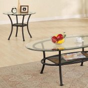 Dark Metal Frame Contemporary 3PC Coffee Table Set