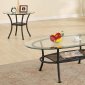 Dark Metal Frame Contemporary 3PC Coffee Table Set