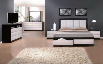 Black & White Two-Tone Finish Modern Bedroom w/Optional Items [ABCBS-8201]