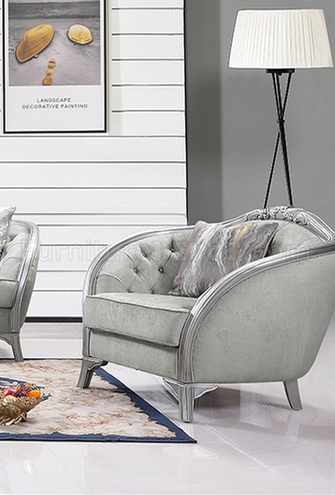 Natalia Sofa & Loveseat Set In Light Gray Fabric W/Options