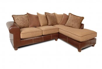 Mocha Fabric & Brown Vinyl Two-Tone Modern Sectional Sofa [CHFSS-V3-1058 Seymour]