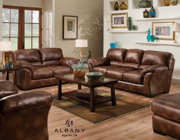 October Chestnut Leather-Like Sofa & Loveseat w/Optional Items [ALS-339-October Chestnut]