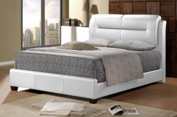 B133 Upholstered Bed in White Leatherette [EGB-B133]