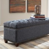 500457 Storage Bench in Grey Fabric by Coaster w/Nailhead Trim