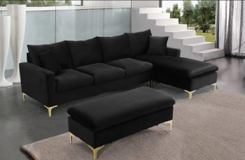 LCL-021 Sectional Sofa in Black Velvet [BDSS-LCL-021 Black]