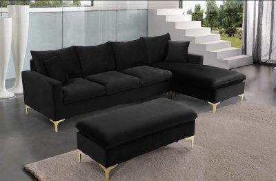 LCL-021 Sectional Sofa in Black Velvet