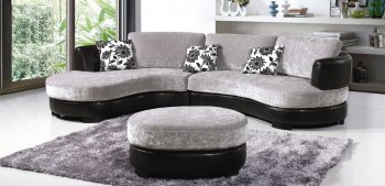 Two-Tone Grey & Black Modern Sectional Sofa w/Ottoman [EFSS-981]