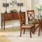 Brown Cherry Finish Modern Glass Top Dining Table w/Options