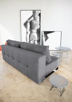 Ifelt Dark Grey Fabric Modern Sofa Bed w/Chromed Steel Legs