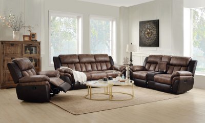 Jaylen Motion Sofa 55425 Toffee & Espresso Microfiber w/Options