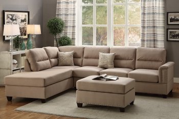 F7614 Sectional Sofa 3Pc in Sand Fabric by Boss [PXSS-F7614]