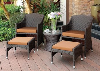 Almada Outdoor Patio 5PC Set CM-OT2550 in Espresso & Orange [FAOUT-CM-OT2550-Almada]