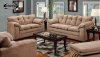 Tan Micro Suede Contemporary Sofa & Loveseat Set