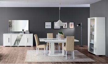 Lisa Dining Table in White High Gloss by ESF w/Options [EFDS-Lisa]