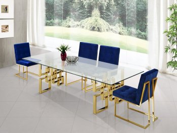 Pierre Glass Top Dining Table 714 in Golden Tone w/Options [MRDS-714 Pierre]