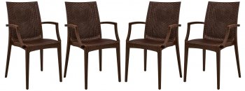 Weave Set of 4 Indoor/Outdoor Chairs MCA19BR -Brown - LeisureMod [LMDC-MCA19BR-Weave Brown]