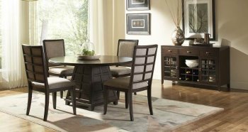 Rich Dark Cherry Finish Modern Round Dining Table w/Options [HEDS-5424]