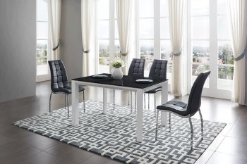 39 Dining Table by ESF w/Glass Top & Optional 365 Black Chairs [EFDS-39-365-Black]