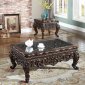 Zoya Coffee Table Set 3Pc in Cherry Carved Wood w/ Options