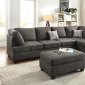 F6988 Sectional Sofa in Ash Black Fabric by Boss