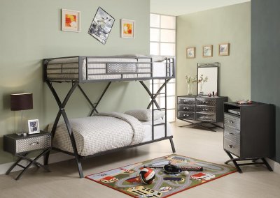 B813 Spaced Out Twin-Twin Bunk Bed by Homelegance w/Options