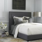 150-BR Upholstered Panel Bed in Dark Grey Fabric by Liberty