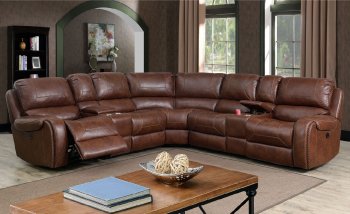 Joanne Power Motion Sectional Sofa CM6951BR in Brown Leatherette [FASS-CM6951BR-PM-Joanne]