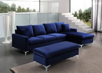 LCL-021 Sectional Sofa in Navy Blue Velvet [BDSS-LCL-021 Navy Blue]