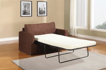 Chocolate Fabric Modern Sofa w/Twin Size Sleeper [AMS-15362 Craigg]