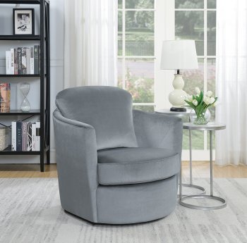 904090 Set of 2 Swivel Accent Chairs in Grey Velvet by Coaster [CRCC-904090]