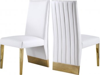 Porsha Dining Chair 749 Set of 2 White Faux Leather by Meridian [MRDC-749 Porsha White]