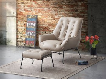 Zusa Accent Chair & Ottoman AC02381 Khaki Leather by Acme [AMAC-AC02381 Zusa]