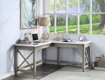 Zahrah Writing Desk OF00057 Marble Top & Rustic Oak by Acme [AMOD-OF00057 Zahrah]