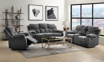 Kalen Motion Sofa 55440 in Gray Chenille by Acme w/Options [AMS-55440 Kalen]