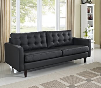 Empress Sofa in Black Bonded Leather by Modway w/Options [MWS-EEI-1010 Empress Black]