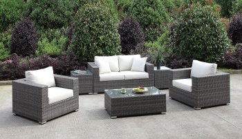 Somani CM-OS2128-22 6c Outdoor Patio Set in Ivory & Gray [FAOUT-CM-OS2128-22-Somani]