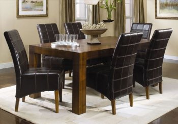 Walnut Finish Modern Dining Room W/Full Leather Chairs [CRDS-42-101201]