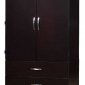 Contemporary Cappuccino Finish Armoire With Two Drawers