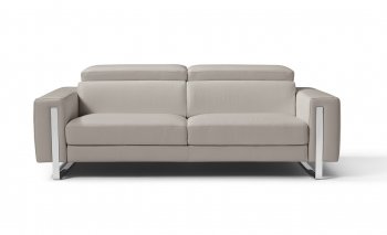 Adriano Sofa & Loveseat Set in Warm Grey Leather by Whiteline [WLS-Adriano Warm Grey]