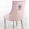 Leo Silver Dining Chair Set of 2 in Pink Fabric