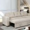 Hakine Sectional Sofa CM6949 in Beige Small Weave Chenille