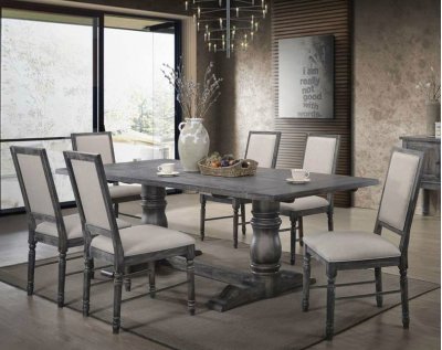 Leventis Dining Table 66180 in Weathered Gray & Cream by Acme