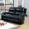 Odette CM6150BK Reclining Sofa in Black Leatherette w/Options