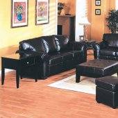 Modern Black Bycast Leather Living Room Set