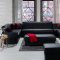 Cream Leatherette Modern Sectional Sofa w/Optional Ottoman